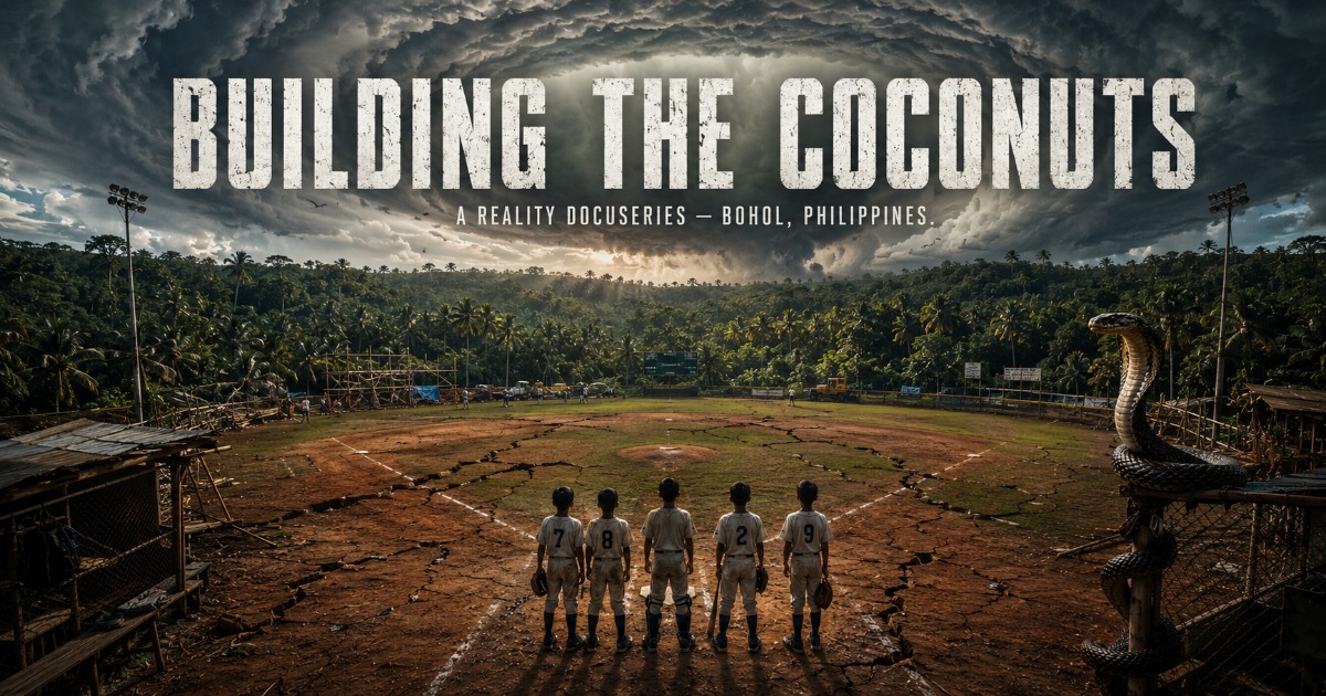 A group of young baseball players visit the field after an earthquake in Bohol